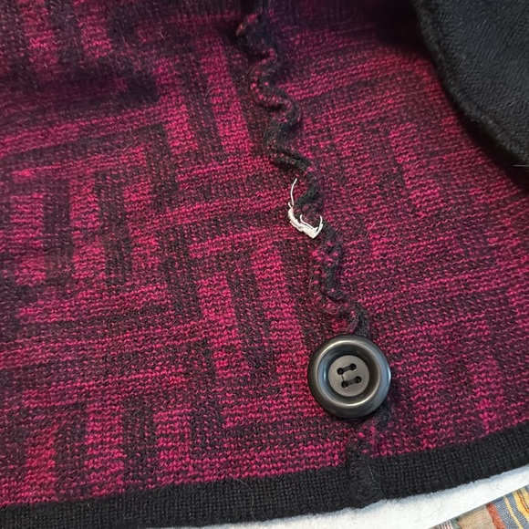 Christian Dior Separates Vintage Lambswool Cardigan Pink & Black Print Size S - Picture 9 of 11